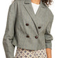 Veronica Beard Sybille Check Wool Blend Crop Jacket in Sage Multi, Size 4