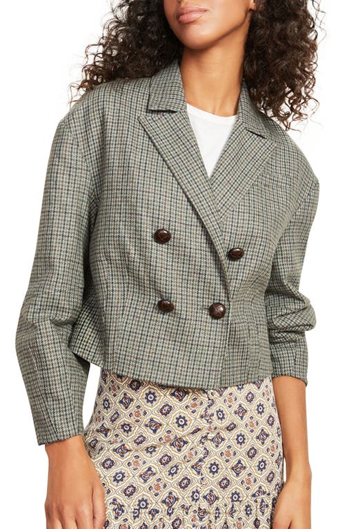 Veronica Beard Sybille Check Wool Blend Crop Jacket in Sage Multi, Size 12