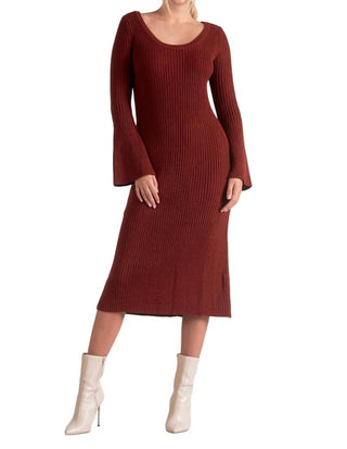 Elan - Crewneck Ribbed Sweater Dress