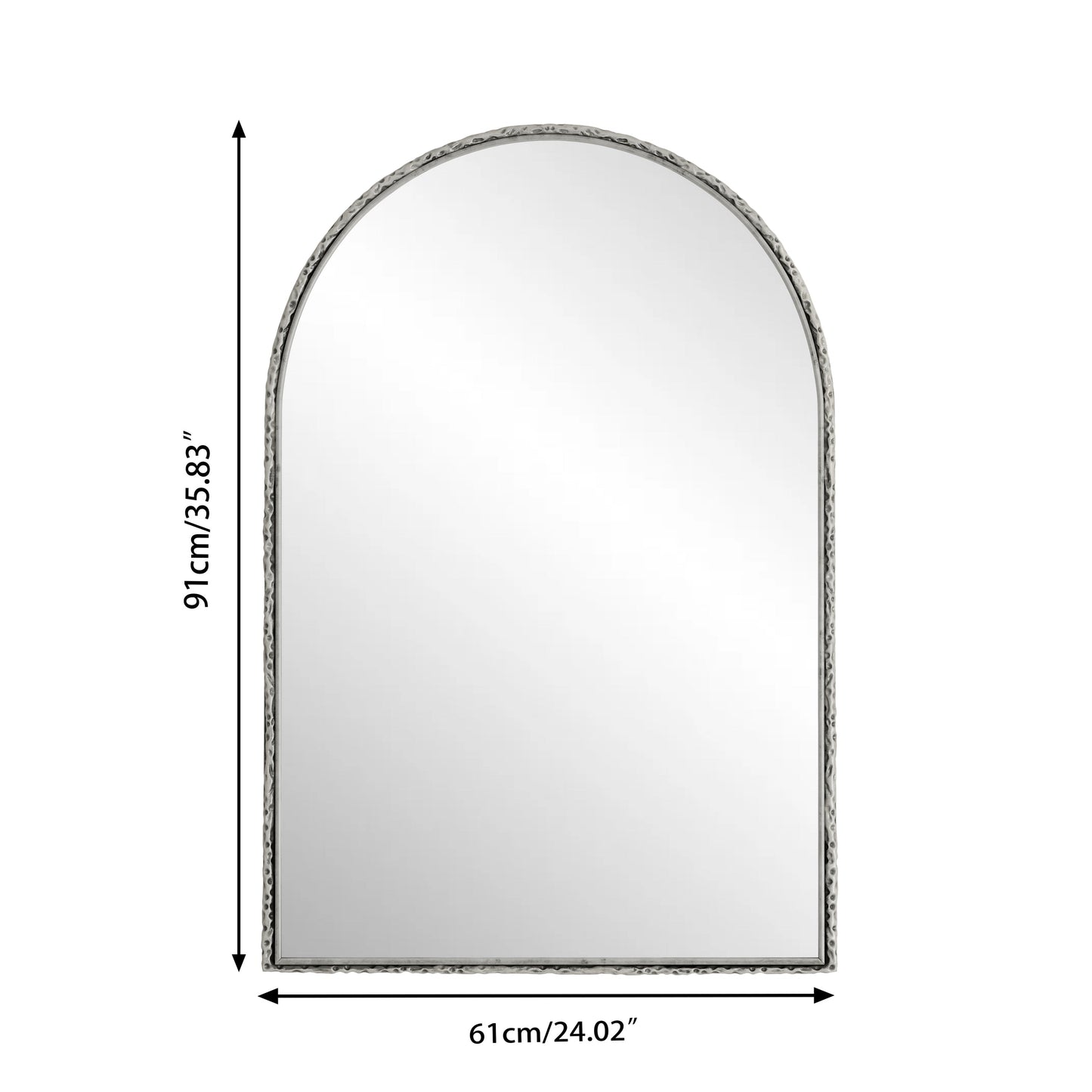 Arched Silver Wall Mirror with Tempered Glass Metal Frame