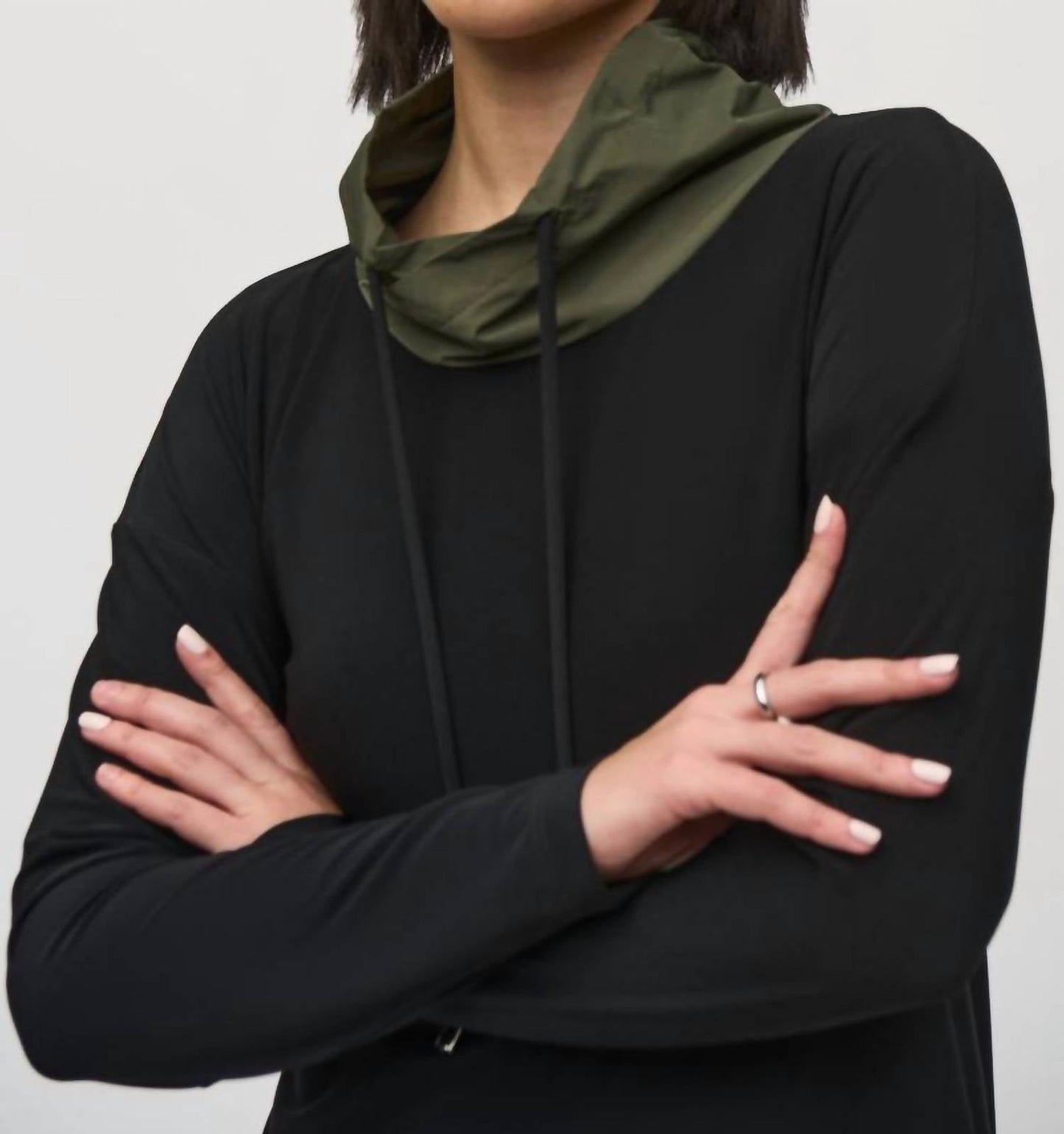 Joseph Ribkoff - Asymmetrical Funnel Neck Long Sleeve Top
