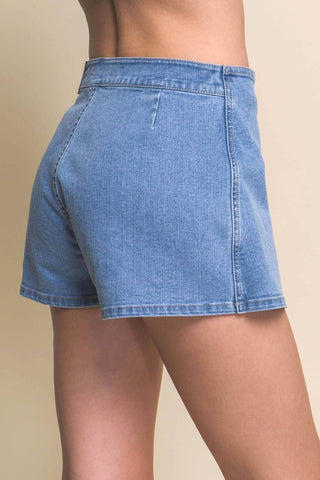 42Pops - Snap-on Button Denim Skorts