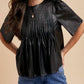 Anniewear - Leather PinTuck Detail Blouse