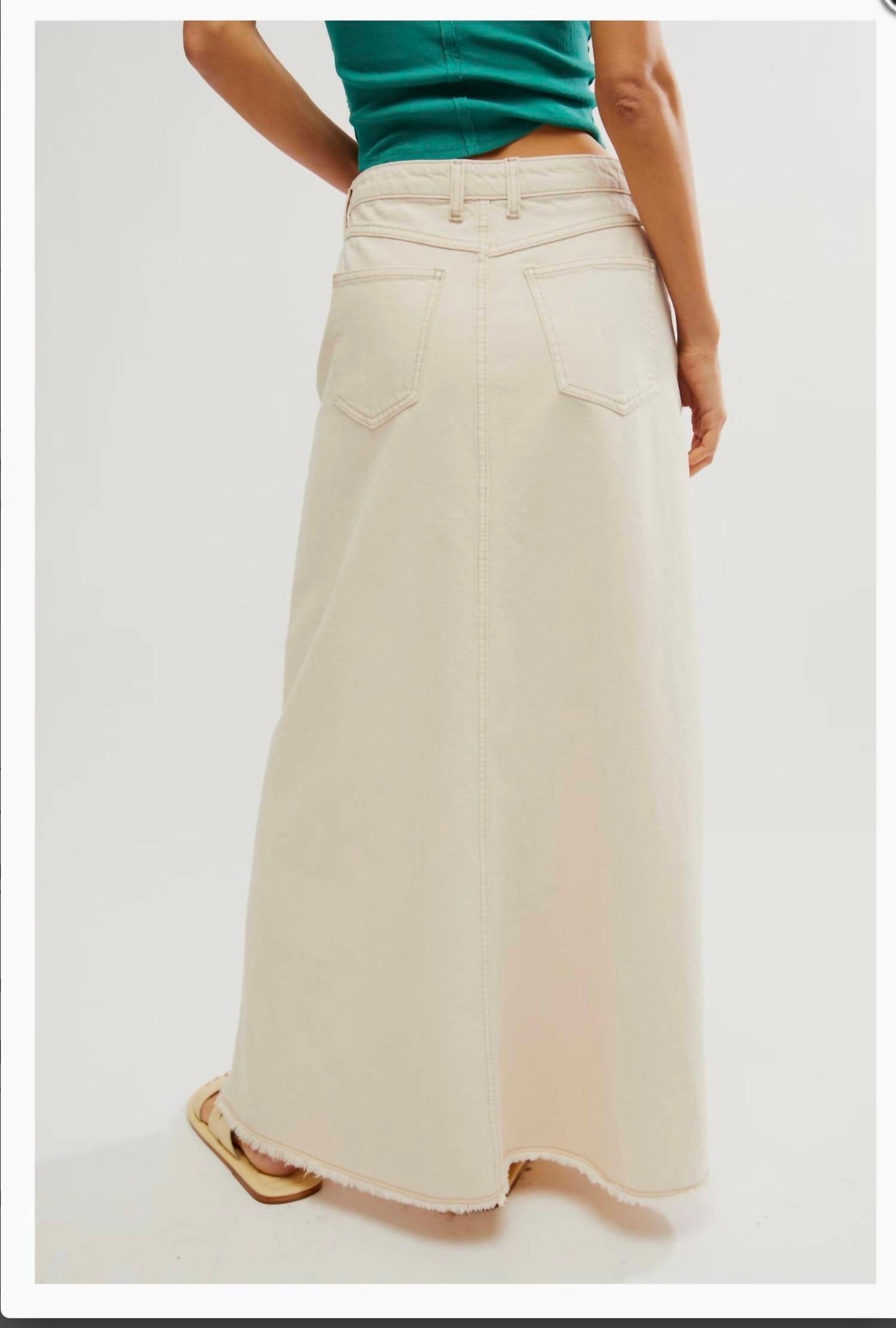 Free People - Come as you are denim maxi Skirt