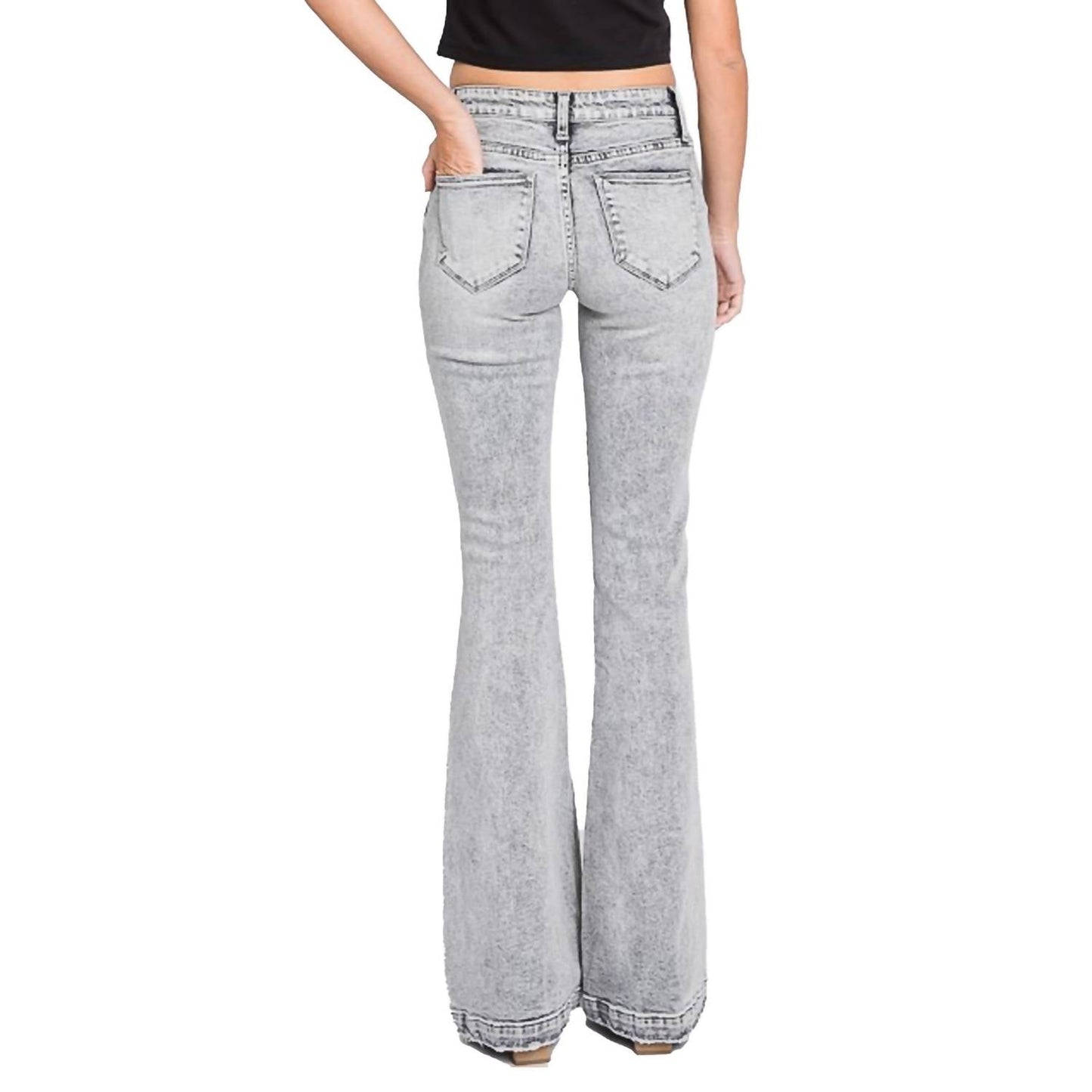 Petra153 - Kelly Mid Rise Stretch Flare Jean With Trouser Hem