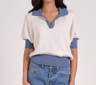 Elan - Trim Crocheted Sweater