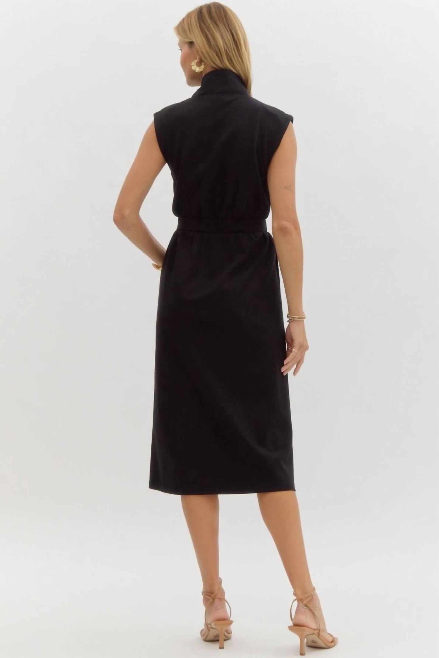 Entro - Sleeveless Zip Up Midi Dress