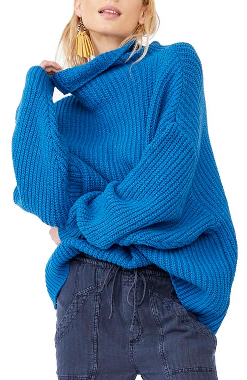 Free People Swim Too Deep Turtleneck Sweater in Mykonos Blue, Size X-Small