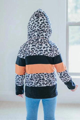 Adorable Sweetness - Kid's Rust Black & Leopard Print Fall Winter Hoodie Shirt