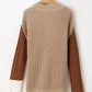 1 The Woman - Textured Knit Colorblock Patchwork Sweater