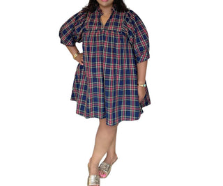 Entro - Plaid High Neck Dress