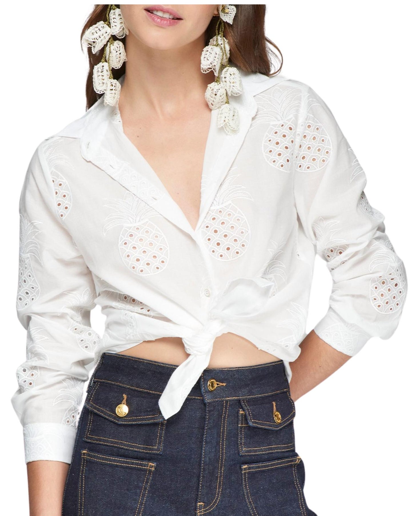 Vilagallo - Tea Pineapple Eyelet Shirt