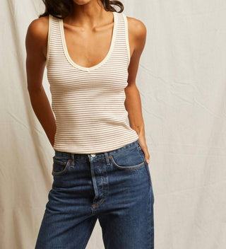 Perfectwhitetee - Maria V-neck Stripe Blondie Tank
