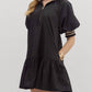 Entro - Puff Sleeve Ruffled Hem Mini Dress