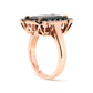 14K Rose Gold 15x10 MM Emerald-Cut Black Onyx and 1/5 Cttw Blue and White Diamond Halo Cocktail Ring (G-H Color, SI1-SI2 Clarity)- Size 7