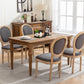 French Style Solid Wood Frame Antique Linen Dining Chair, Set of 2