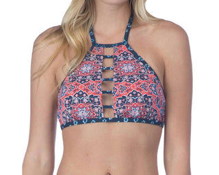 Lucky Brand - Reversible Medallion High Neck Bikini Top