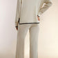 La Society - Contrast Trim Split Long Sleeve Sweater Lounge Set