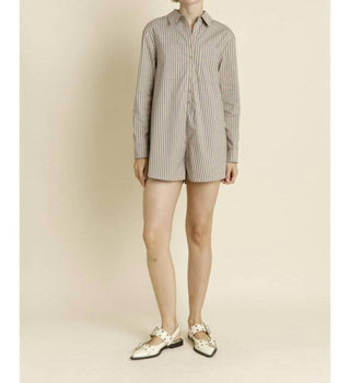 Aureum - Oversized Striped Shirt Romper