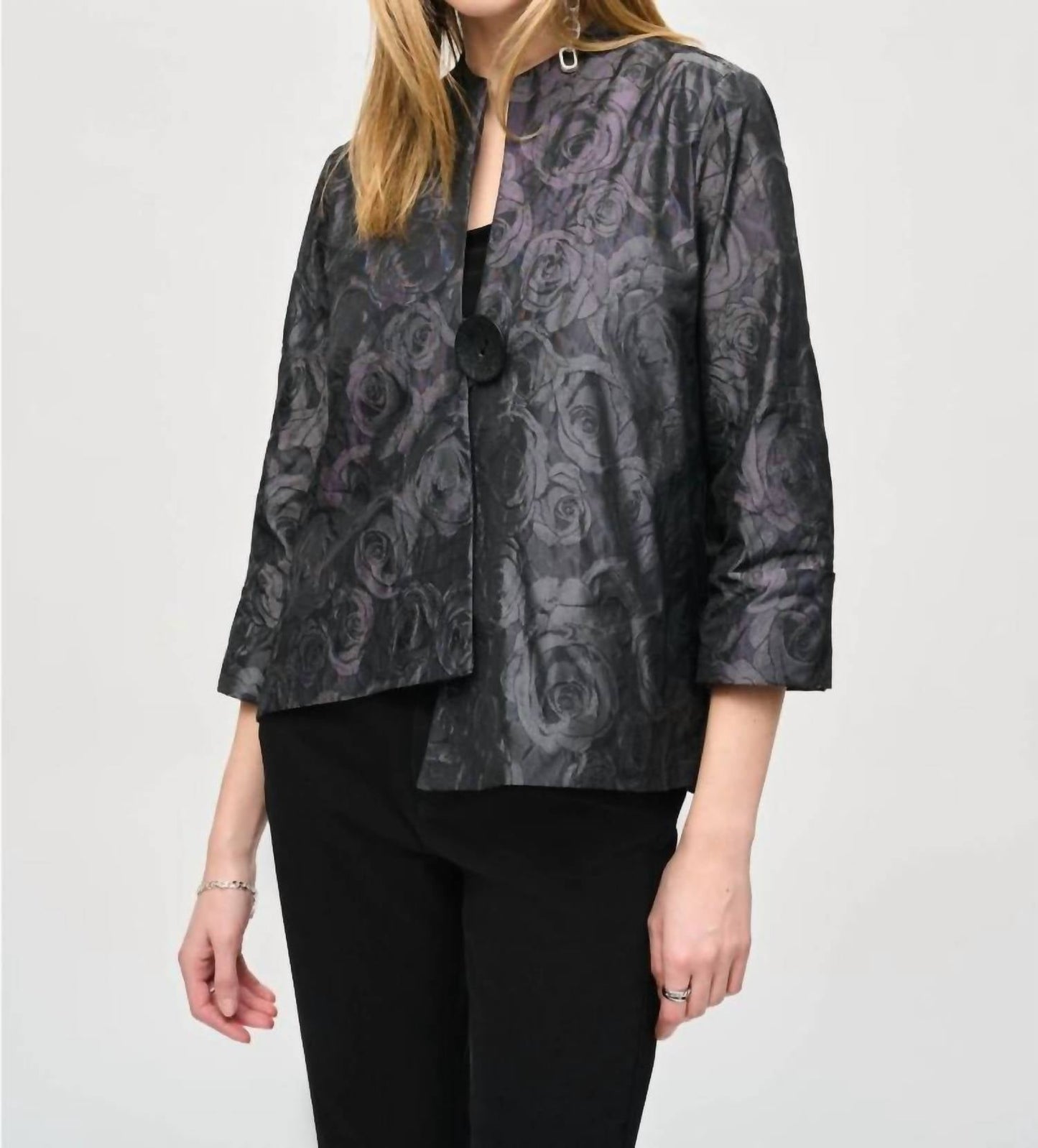 Joseph Ribkoff - Floral Print Asymmetric Swing Jacket