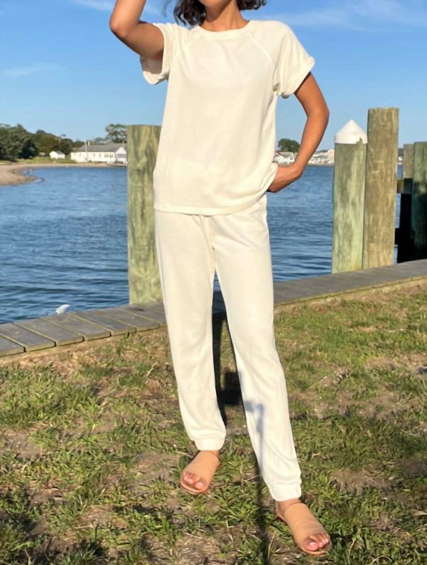 Bobi - Boatneck Roll Sleeve Raglan Top