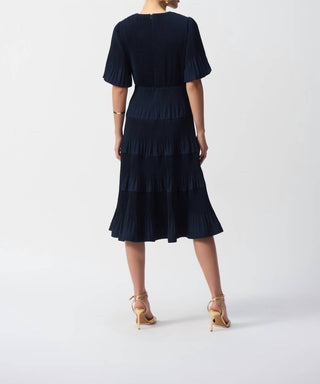 Joseph Ribkoff - Pleated Woven Fit And Flare Woven Dress