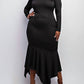 The Curve La - Plus Size Off Shoulder Metallic Knit Dress With Slit
