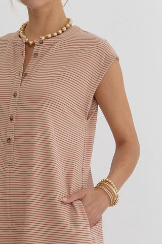 Entro - Oversized Striped Wide Leg Romper