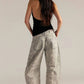Free People - Good Luck Printed Barrel Jeans
