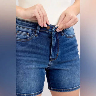 Judy Blue - Penny 2 Button Mid Length Dad Denim Short