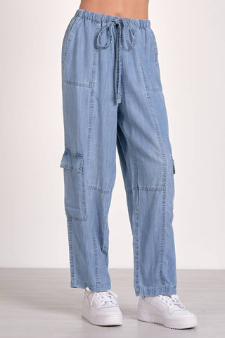 Elan - Denim Cargo Drawstring Pant