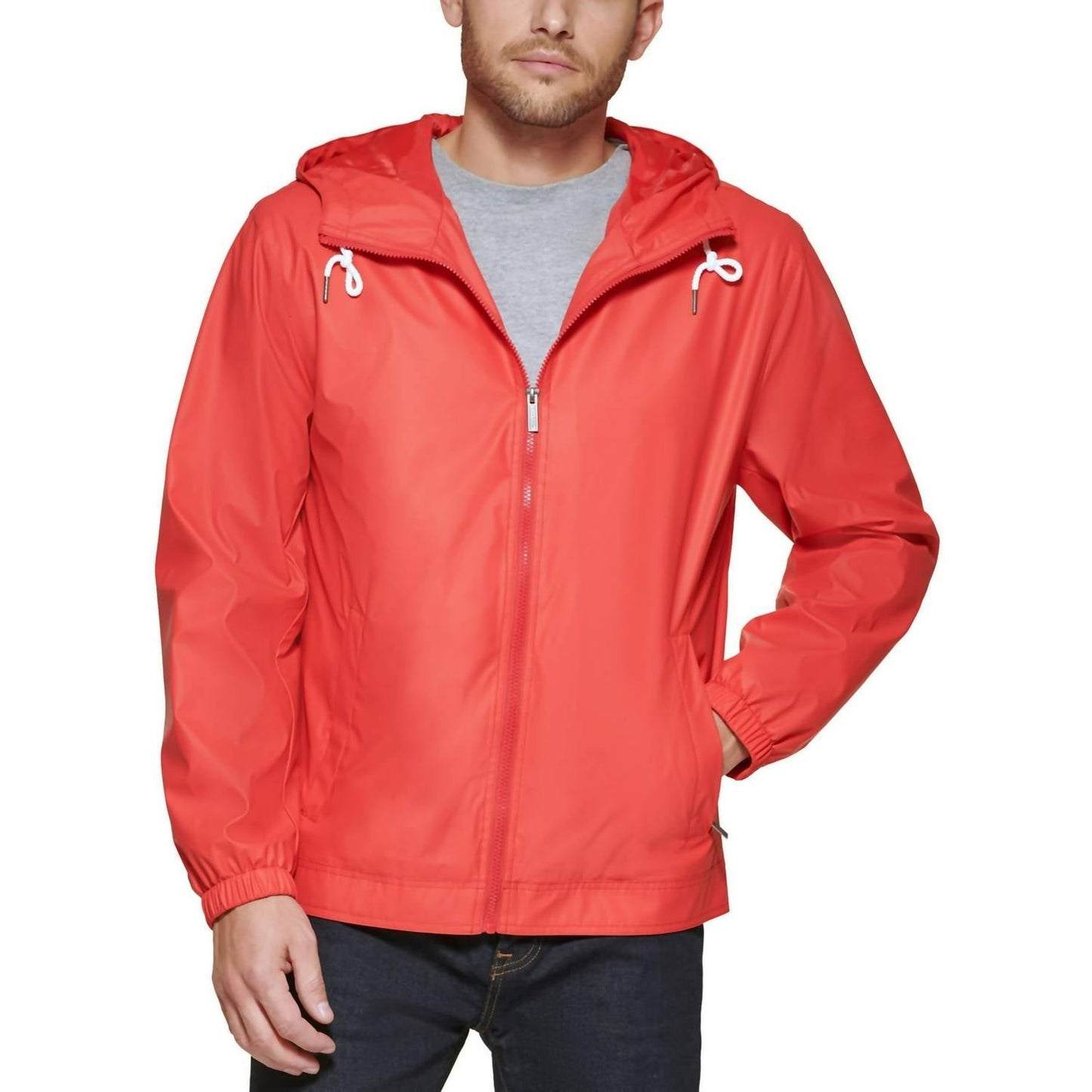 Club Room - Rubberized Rain Hoodie/windbreaker Jacket