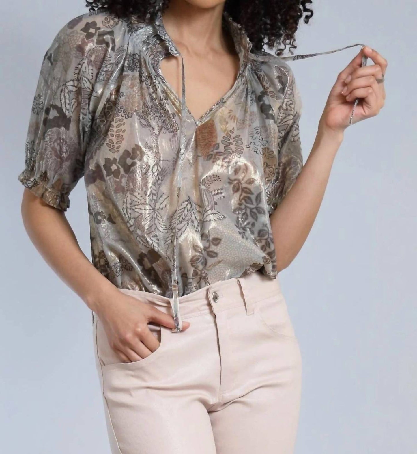 Lola & Sophie - Garden Foil Peasant Blouse