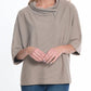 Multiples - Elbow Dolman Sleeve Zip Cowl Collar Hi-lo Top