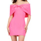 Ashleylauren - Oversized Off Shoulder Bow Detail Cocktail Dress