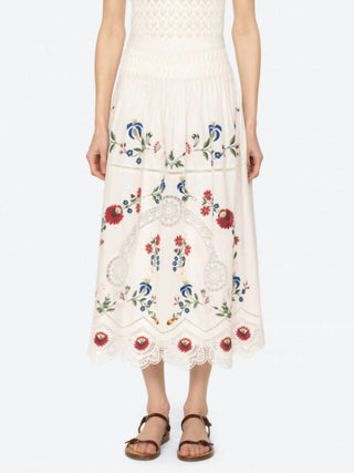 Sea - Celia Embroidery Midi Skirt