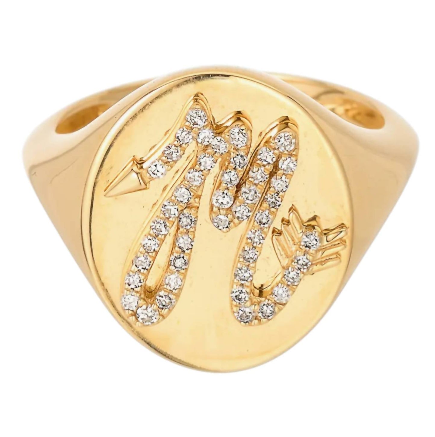 Adina Reyter - Women's Diamond Arrow Initial Signet Ring - M