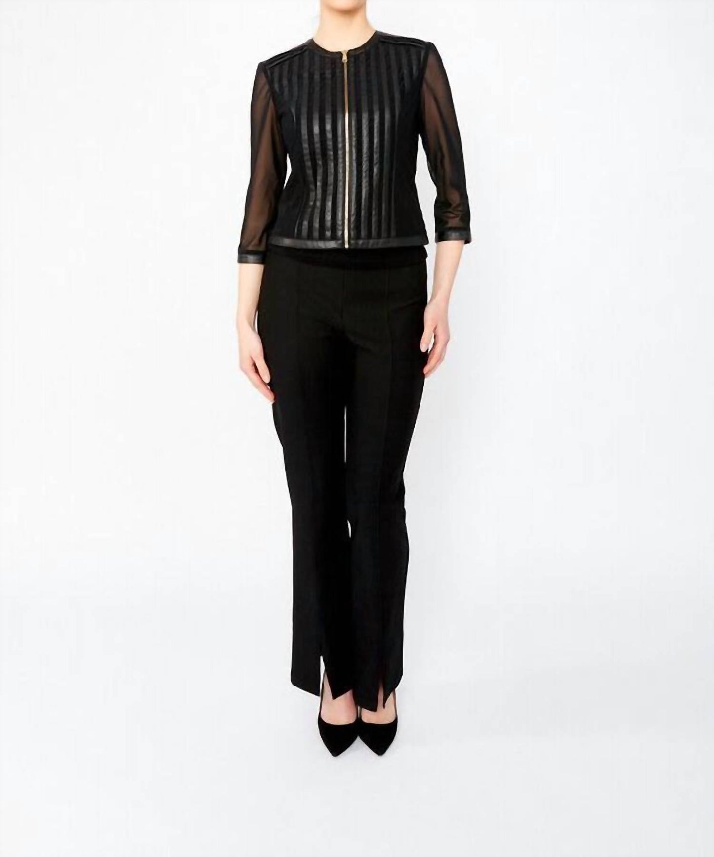Frank Lyman - Zipper Closure Striped Jacket