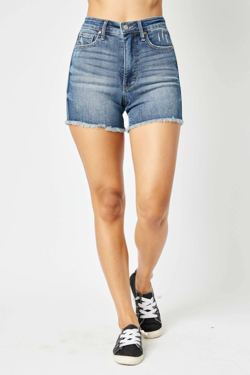 Judy Blue - High Waist Tummy Control Fray Hem Shorts