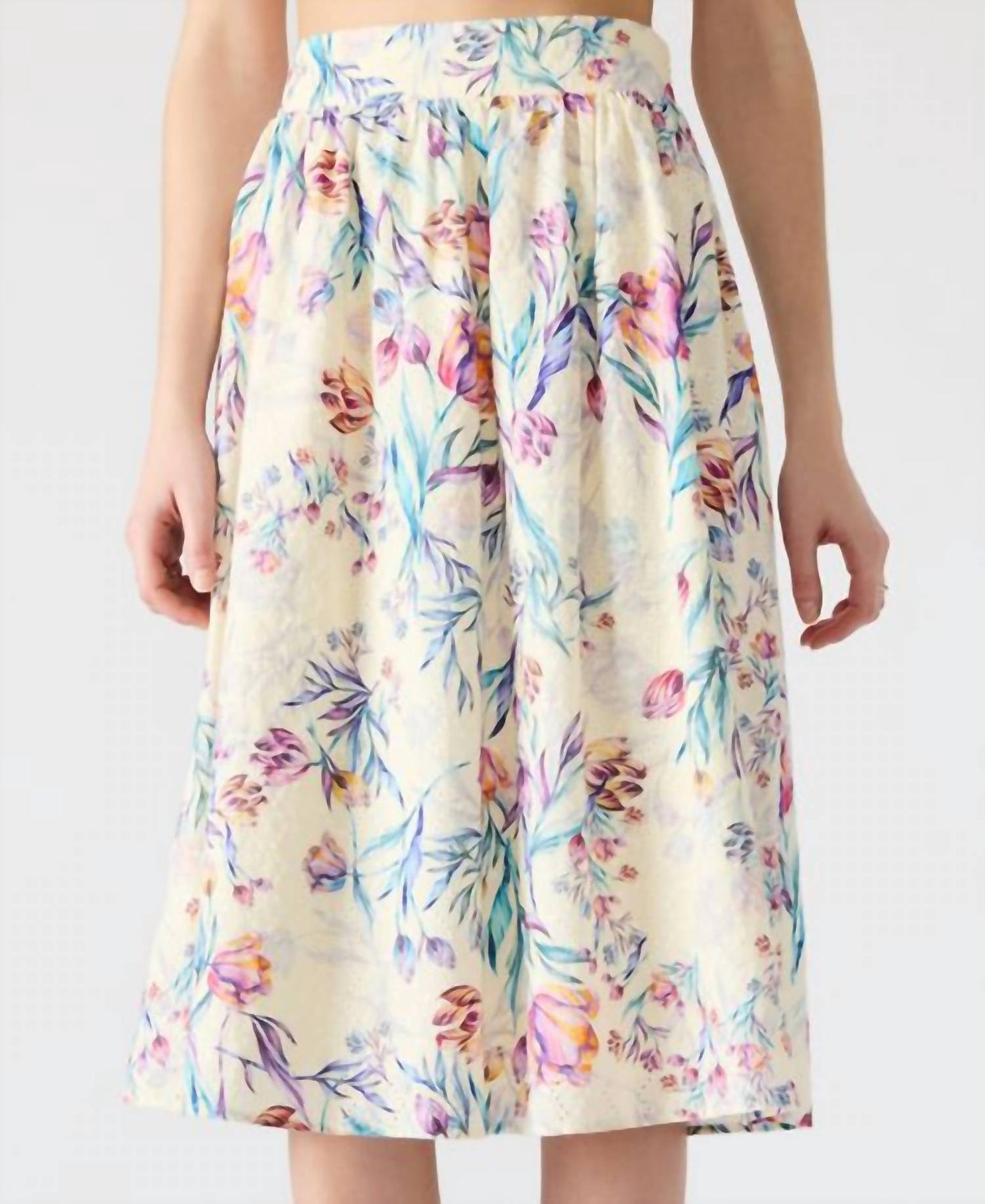Steve Madden - Carlynn Printed Cotton Eyelet Midi Skirt