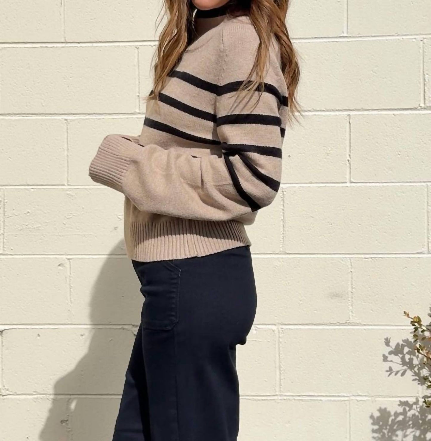 Aureum - Maxine Striped Mock Neck Sweater