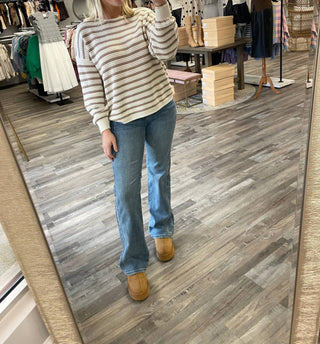 Risen - Mid Rise Side Panel Straight Jeans