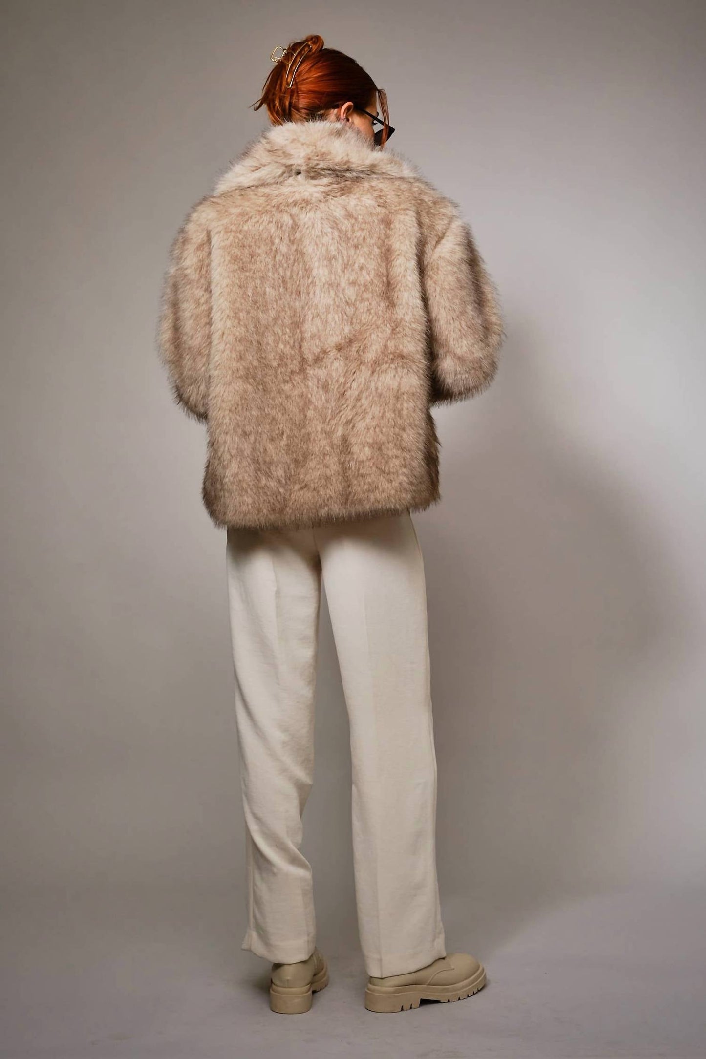 Blue B - Women's Two Tone Faux Fur Jacket