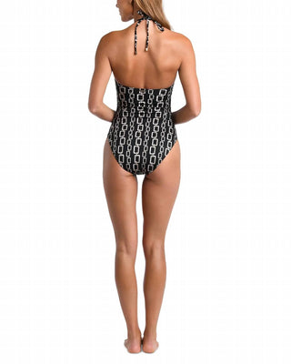 L'Agence - Emila Geo Halter Bandeau One Piece Swimsuit