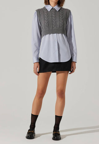 Astr - Flannery Layered Cable Combo Shirt