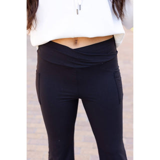 Julia Rose - Liz Crossover Bootcut Leggings with Pockets