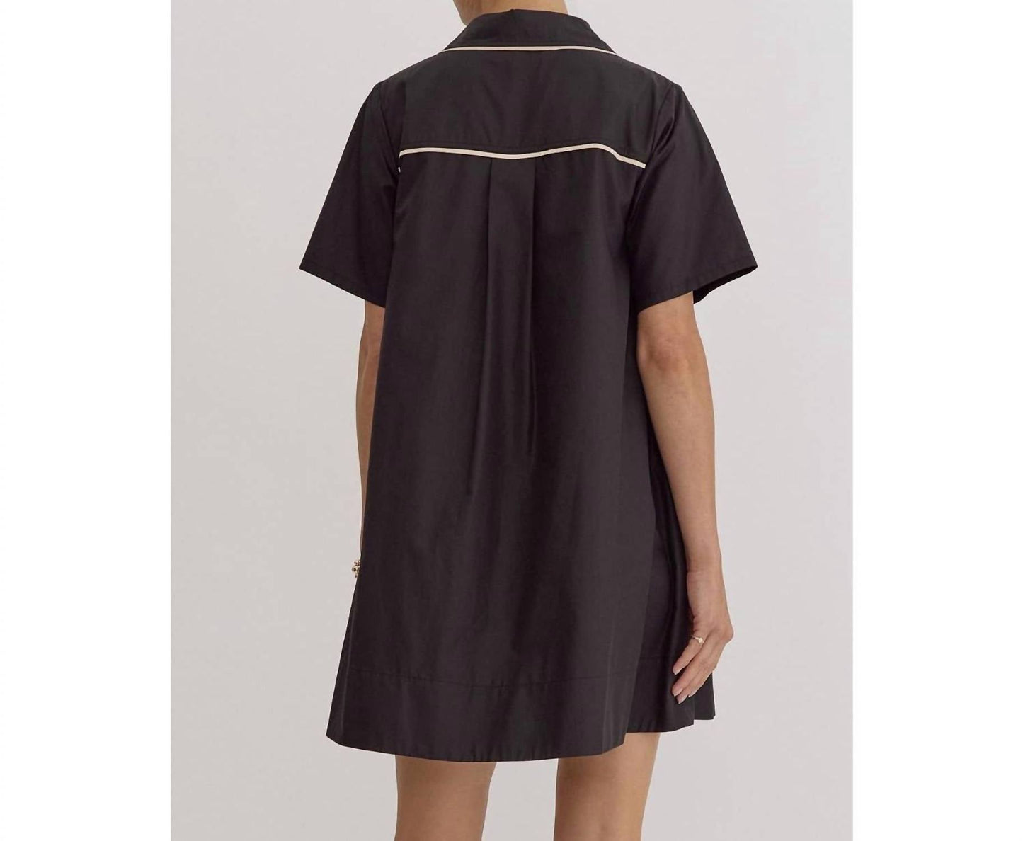 Style Usa - Collared Short Sleeve Mini Dress