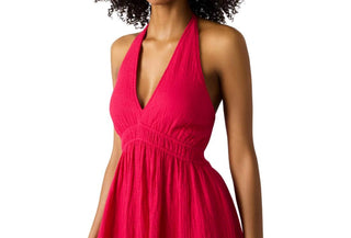 Steve Madden - Piper Stretch Smocked Waist Halter Tie Midi Dress