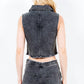 American Bazi - Trendy Cropped Denim Vest With Raw Hem