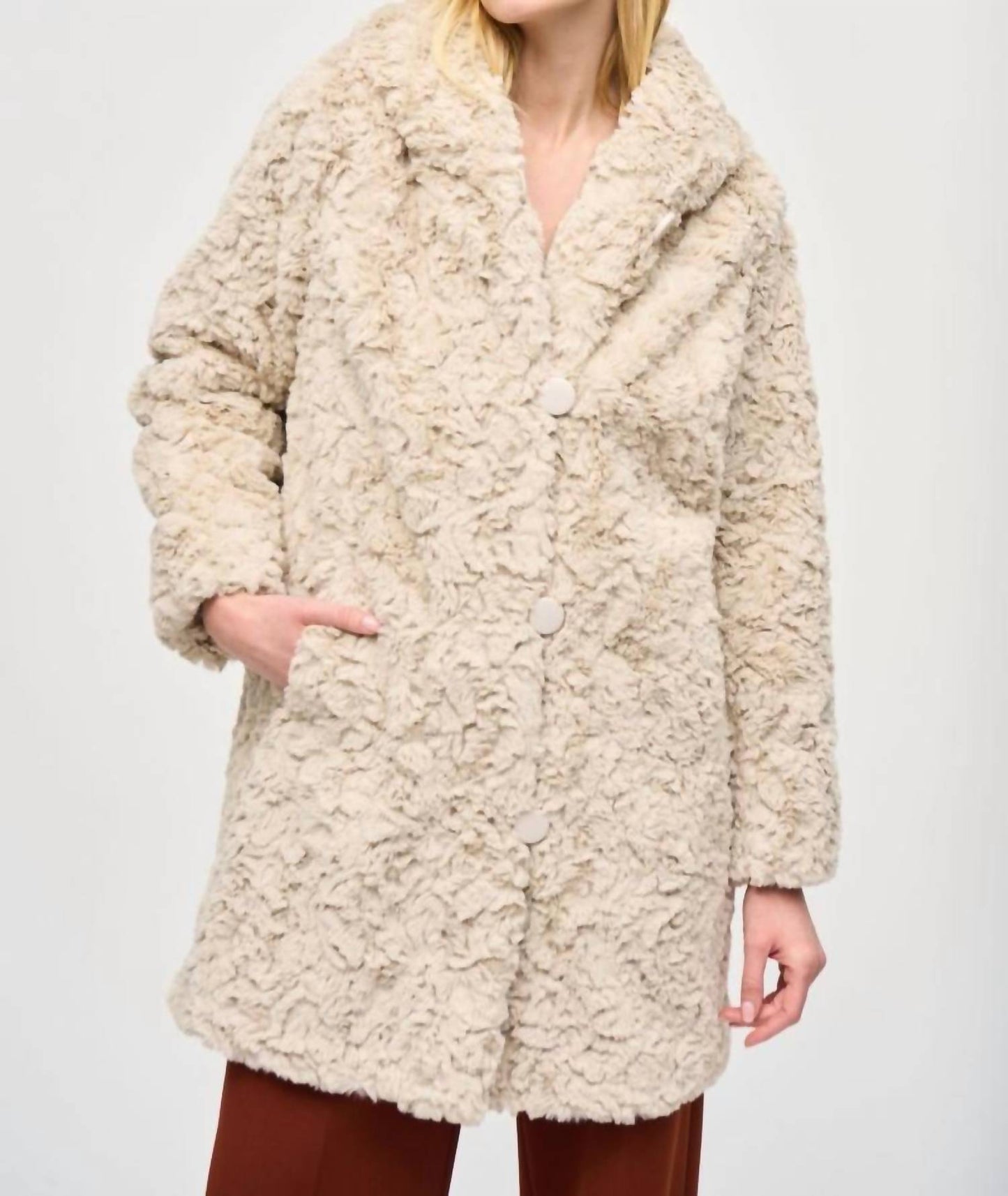 Joseph Ribkoff - Hooded Faux Fur Reversible Coat
